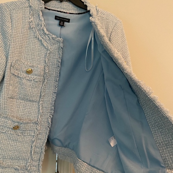Saks Fifth Avenue light blue tweed Blazer (M) - Picture 5 of 8